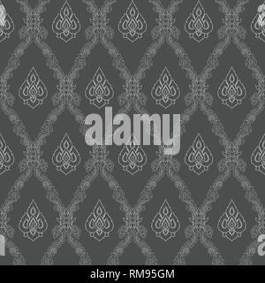 Seamless lined pattern thai art background decoration. Stock Vector
