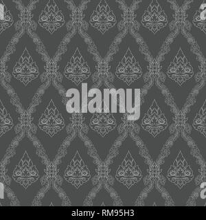 Seamless lined pattern thai art background decoration. Stock Vector