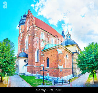 The medieval Corpus Christi Basilica is one of the oldest and most honored in the city, located in historical Kazimierz neighborhood on Krakow, Poland Stock Photo