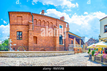 KRAKOW, POLAND - JUNE 21, 2018:  The beautiful medieval building of the Old Synagogue is the main landmark of Kazimierz district of Krakow, on June 21 Stock Photo