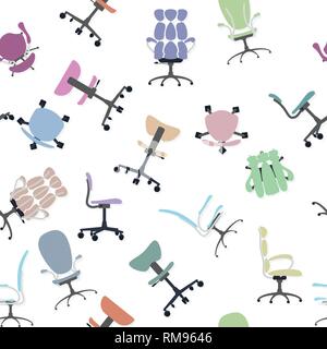 Chair collection and seamless pattern. Stock Vector