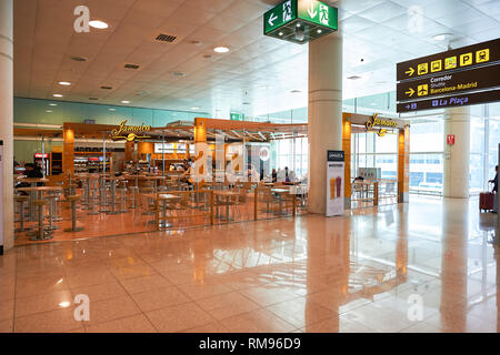 BARCELONA, SPAIN - CIRCA NOVEMBER, 2015: inside Barcelona Airport. Barcelona-El Prat Airport is an international airport. It is the main airport of Ca Stock Photo