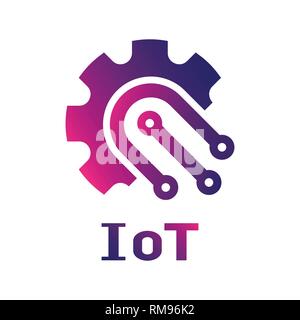 IOT Internet of Things logo vector template. Gear in IoT concept EPS 10 Stock Vector