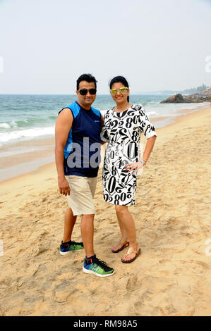 Couple at Kollam beach, Trivandrum, kerala, India, Asia, MR#801B, MR#802B Stock Photo