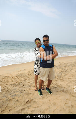 Couple at Kollam beach, kerala, India, Asia, MR#801B, MR#802B Stock Photo
