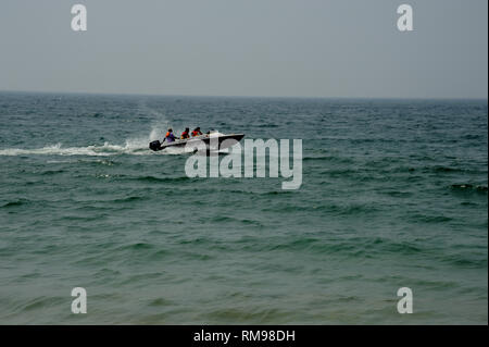 Speed boat, Kollam beach, kerala, India, Asia, MR#801B, MR#802B Stock Photo