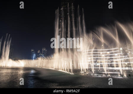 Dancing Fountain in Dubai, United Arab Emirates. Stock Photo