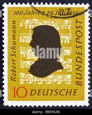 GERMANY - CIRCA 1956: a stamp printed in the Germany shows Robert Schumann, Composer, circa 1956 Stock Photo