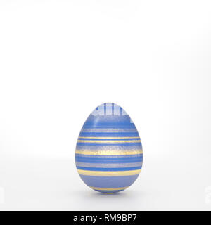 Three Easter eggs art concept with striped black golden decoration in close-up against grey background with copy space Stock Photo