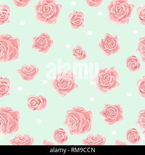 Seamless Pattern With Pink And White Roses Romantic Wallpaper Hand