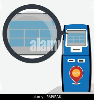 Self service of payment machine, conceptual vector Stock Vector