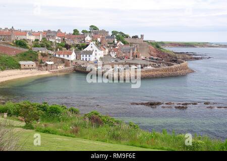Crail Harbour and Fishing Village at High Tide on a Summers Day. Fife, Scotland, UK. Stock Photo
