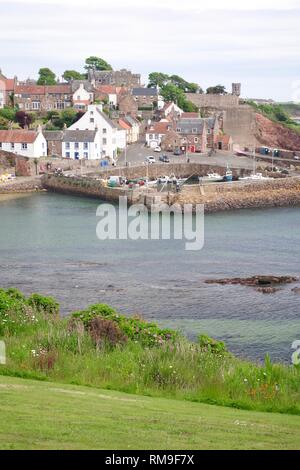 Crail Harbour and Fishing Village at High Tide on a Summers Day. Fife, Scotland, UK. Stock Photo