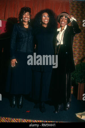 PASADENA, CA - JANUARY 5: (L-R) Singers/sisters Anita Pointer, Ruth Pointer and June Pointer attend the 26th Annual NAACP Image Awards on January 5, 1993 at Pasadena Civic Auditorium in Pasadena, California. Photo by Barry King/Alamy Stock Photo