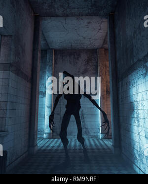 Creepy monster in a haunted house,3d rendering Stock Photo - Alamy