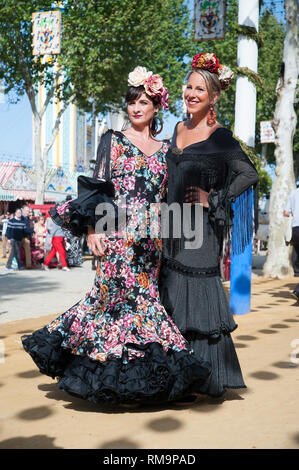 SPAIN, SEVILLE: The ‘Feria de April’, the April Fair, is Seville’s most important festival besides the Semana Santa, the Easter week. A whole neighbou Stock Photo