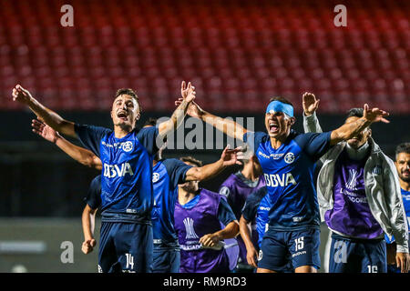 SP - Sao Paulo - 02/13/2019 - Libertadores 2019, Sao Paulo X Talleres-ARG - Talleres players celebrate victory at the end of the game against Sao Paulo at the Morumbi Stadium for the championship Libertadores 2019. Photo: Ale Cabral / AGIF Stock Photo