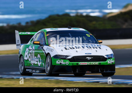 Phillip Island, Victoria, Australia. 14th Feb, 2019. Australian Super Cars Test Day; Lee Holdsworth drives the Tickford Racing Ford Mustang during the 2019 Supercars test day Credit: Action Plus Sports/Alamy Live News Stock Photo