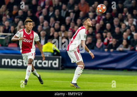 Amsterdam, Holanda. 13th Feb, 2019. Ziyech from Ajax during the match between Ajax and Real Madrid held at Johan Cruyff Stadium in Amsterdam. The match is valid for the octaves of the Champions League 2018/2019. Credit: Richard Callis/FotoArena/Alamy Live News Stock Photo