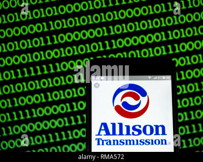 Ukraine. 14th Feb, 2019. Allison Transmission company logo seen displayed on a smart phone. Credit: Igor Golovniov/SOPA Images/ZUMA Wire/Alamy Live News Stock Photo