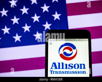 Ukraine. 14th Feb, 2019. Allison Transmission company logo seen displayed on a smart phone. Credit: Igor Golovniov/SOPA Images/ZUMA Wire/Alamy Live News Stock Photo