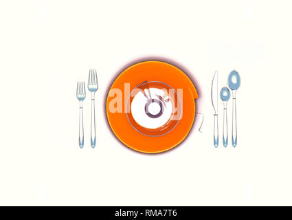 3d render orange food plate Stock Photo