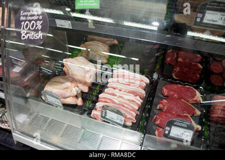 The meat counter at the ASDA supermarket in Rotherham, South Stock ...