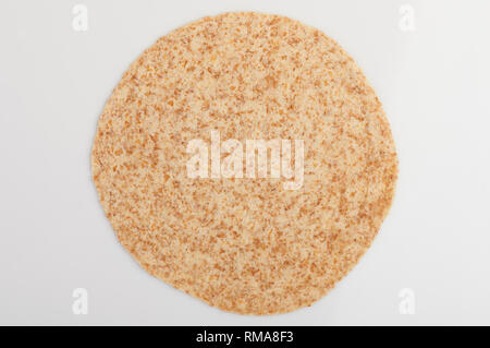 One empty fresh tortilla above view isolated Stock Photo