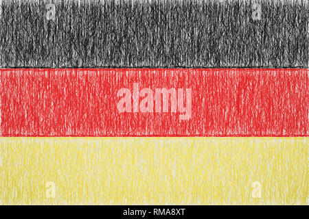 Germany painted flag. Patriotic drawing on paper background. National flag of Germany Stock Photo