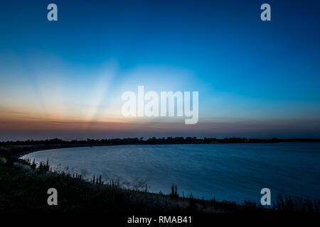 Sunset over a Kansas lake Stock Photo