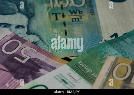 Dinar a paper money used in Serbia country Stock Photo