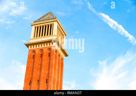 The Venetian Towers (1929) are two towers in Barcelona, Catalonia, Spain Stock Photo