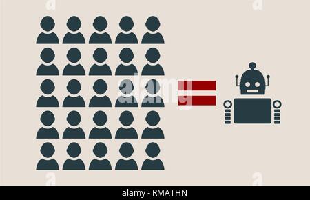 Humans vs Robots. Stock Vector