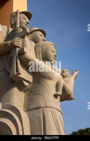 Cambodia, Kampot Province, Kep, Vietnam Kampuchea Friendship Monument, statues Stock Photo
