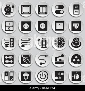 Electric ware icons set on plates background for graphic and web design, Modern simple vector sign. Internet concept. Trendy symbol for website design web button or mobile app. Stock Vector