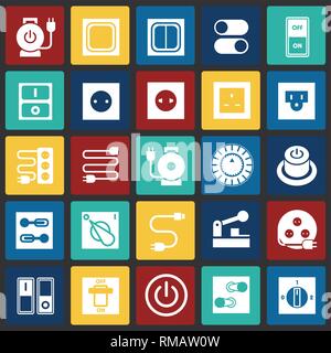 Electric ware icons set on color squares background for graphic and web design, Modern simple vector sign. Internet concept. Trendy symbol for website design web button or mobile app. Stock Vector