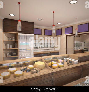 3d restaurant rendering / fast food stand Stock Photo - Alamy