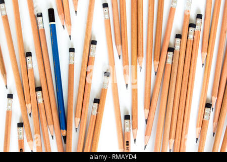 Old EE pencil in the group of new 2B pencils Stock Photo