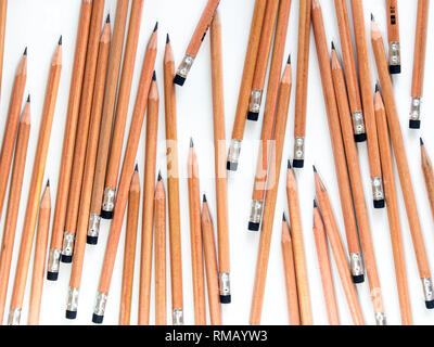 The group of new pencil and eraser at the end Stock Photo