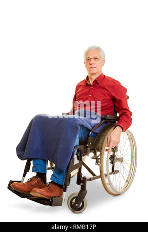 Old senior disabled man sits in a wheelchair Stock Photo