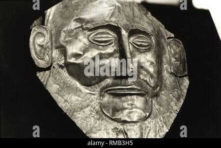 Agamemnon, figure of Greek mythology, king of Mycenae. The golden death mask (16th c. BC) It is now to be found in the National Archeological Museum of Athens. It is known as the Mask of Agamemnon. Stock Photo