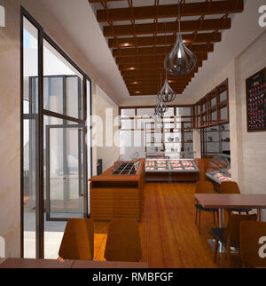 3d restaurant rendering / fast food stand Stock Photo - Alamy