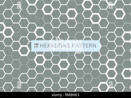 Abstract white hexagonal pattern on gray background. Honeycomb design. Chemistry hexagons modern stylish texture. Vector illustration Stock Vector