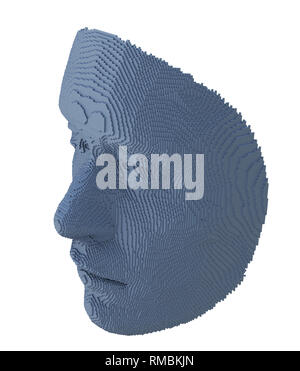 Abstract human face constructing from cubes Stock Photo