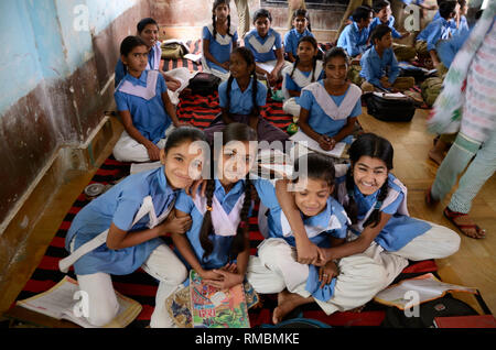 students in class room, Jaisalmer, Rajasthan, India, Asia Stock Photo