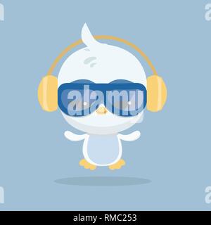 Vector illustration of a penguin on pastel background. Stock Vector