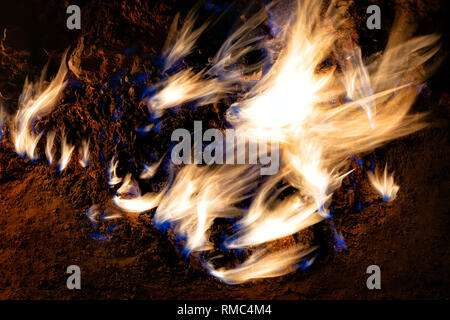 Yanar Dag Flames in Baku, Azerbaijan, taken in January 2019 Stock Photo