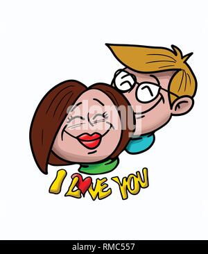 Cartoon couple in love vector illustration, valentine's day Stock Vector