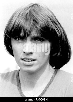 Baerbel Woeckel, born Eckert in 21.03.1955. A track and field athlete of the GDR, Olympic champion at the Olympics 1976 in Montreal and 1980 in women's 200-meter sprint in Moscow. Photo from 1974 at a sports festival in East Berlin. Stock Photo