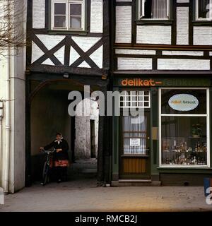 Delicatessen shop in the small town of Osterwieck. Stock Photo